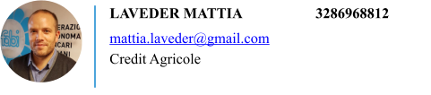 LAVEDER MATTIA                    3286968812 mattia.laveder@gmail.com Credit Agricole